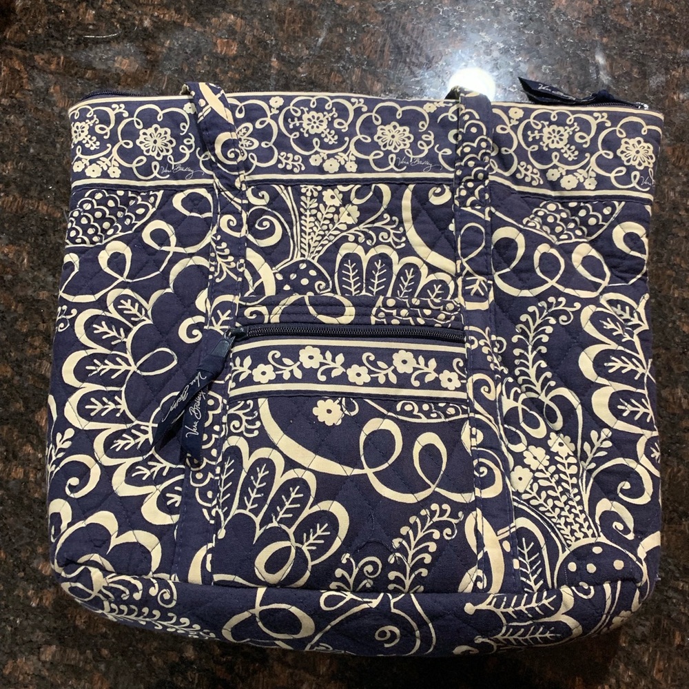 Vera Bradley Tote Retired Pattern Navy Twirly Bird